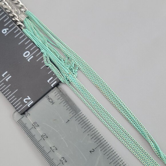 Charming charlie necklace long Multi strand green silver tone 32" - Picture 13 of 16